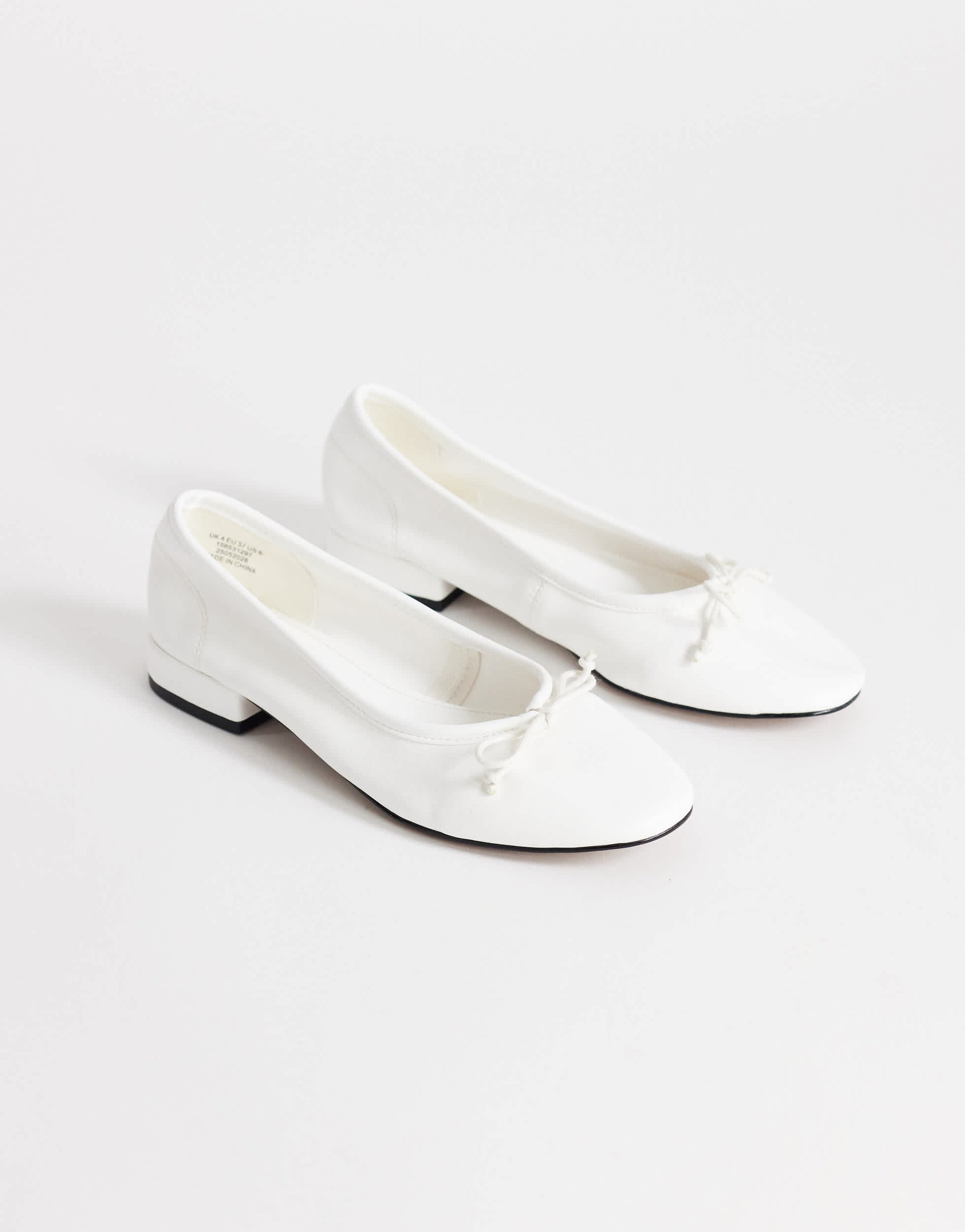Topshop Dottie block heel ballet shoe in white