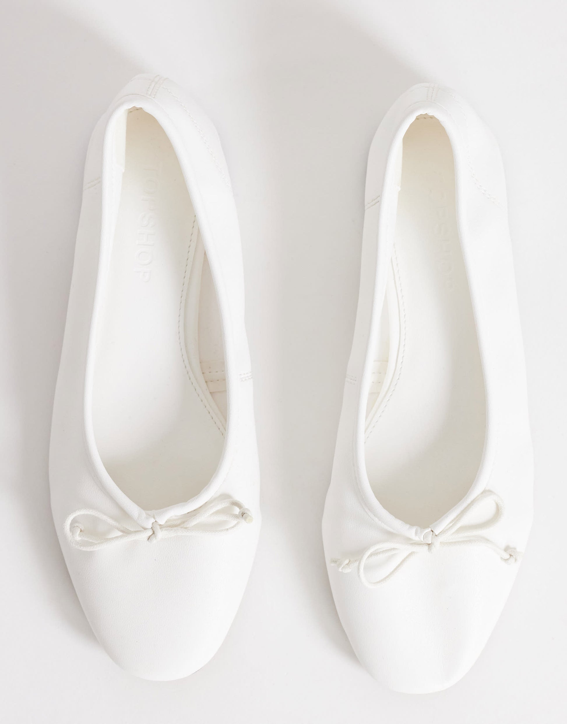 Topshop Dottie block heel ballet shoe in white