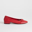 Topshop Dottie block heel ballet shoe in red
