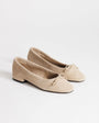Topshop Dottie real suede block heel ballet shoe in taupe