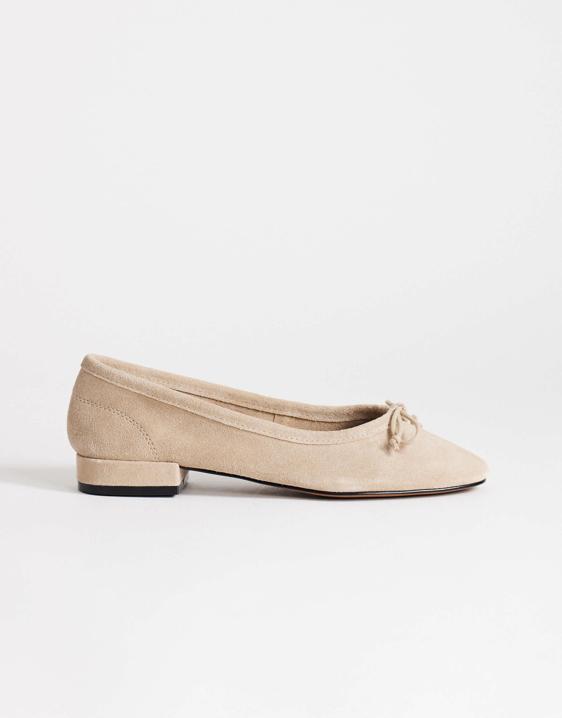 Topshop Dottie real suede block heel ballet shoe in taupe