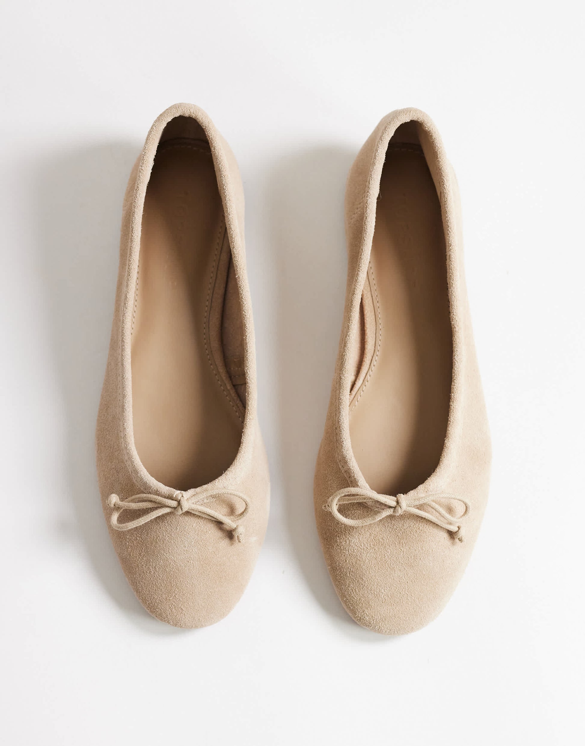 Topshop Dottie real suede block heel ballet shoe in taupe