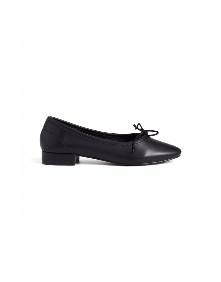 Topshop Dottie block heel ballet shoe in black