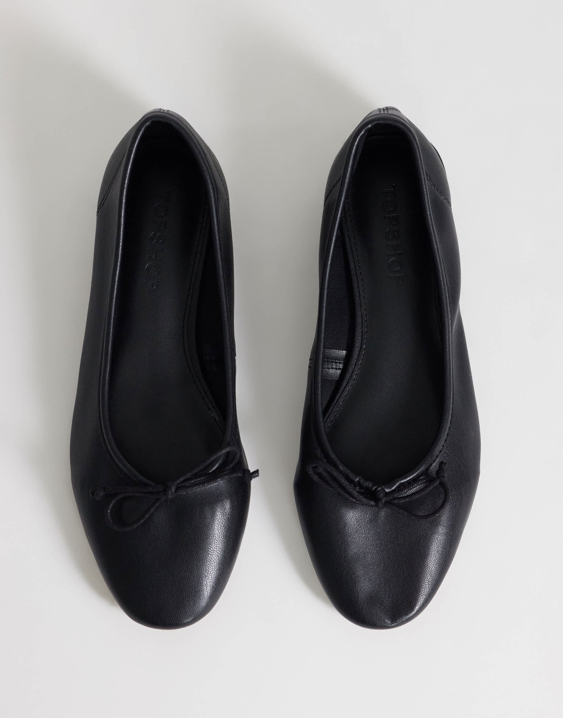 Topshop Dottie block heel ballet shoe in black
