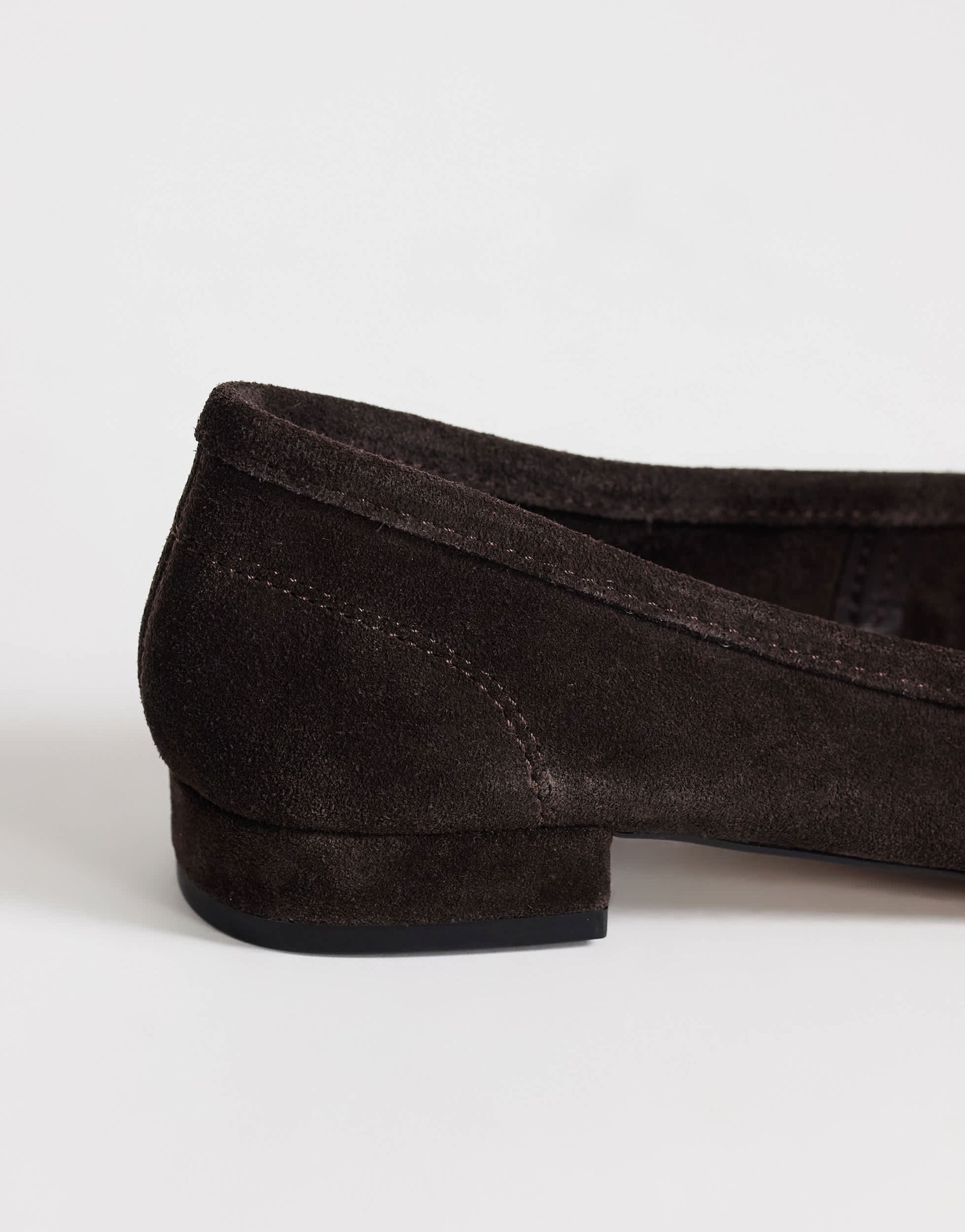 Topshop Dottie real suede block heel ballet shoe in chocolate