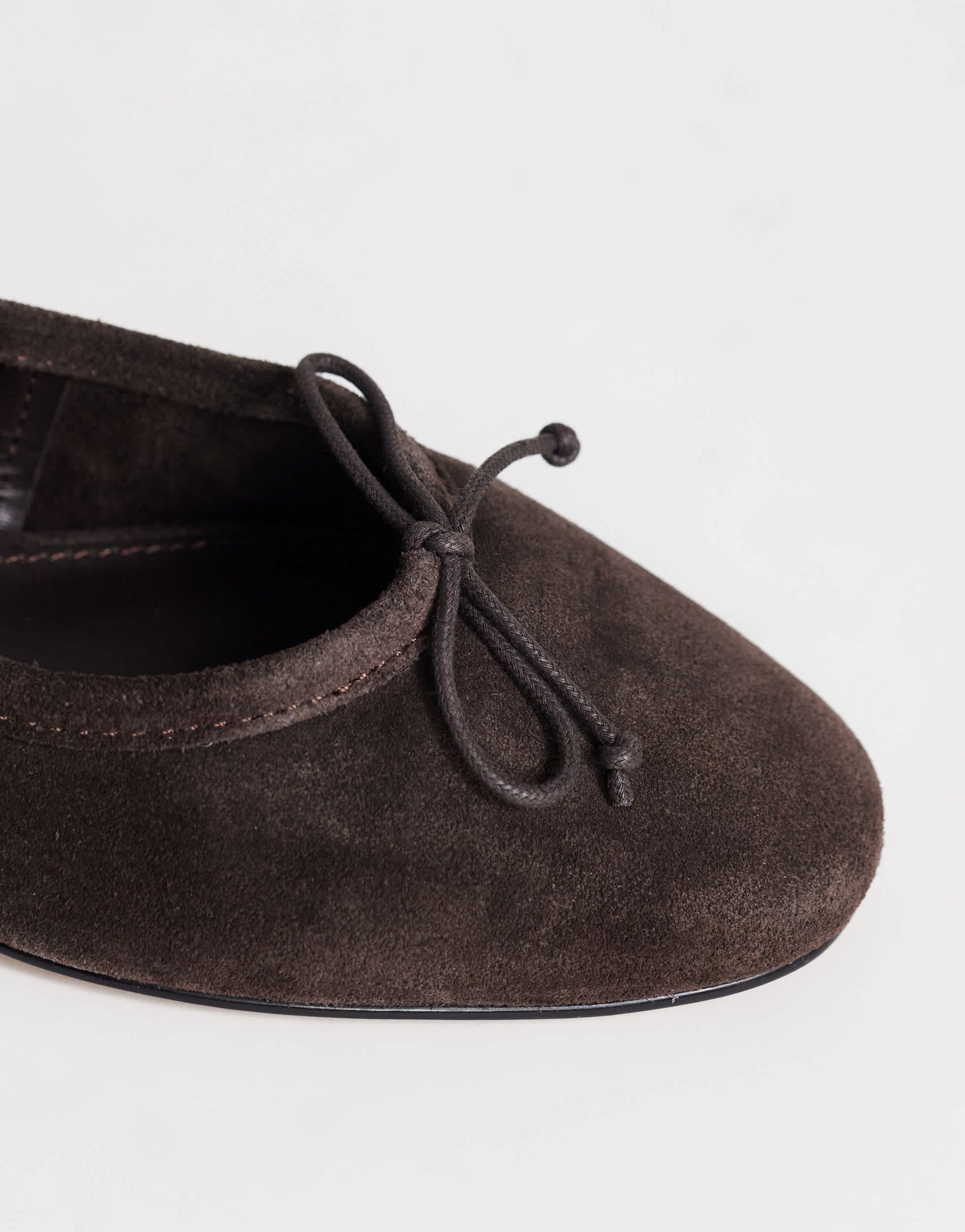 Topshop Dottie real suede block heel ballet shoe in chocolate