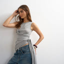 Topshop wrap drape tank with tie in grey marl