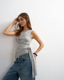 Topshop wrap drape tank with tie in grey marl