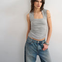 Topshop square neck tank in grey marl