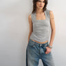 Topshop square neck tank in grey marl