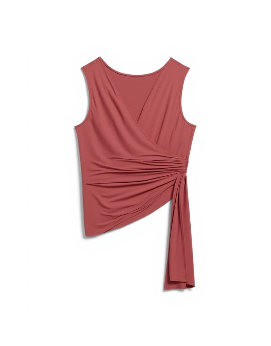Topshop wrap drape tank with tie in rust