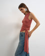Topshop wrap drape tank with tie in rust