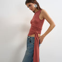 Topshop wrap drape tank with tie in rust
