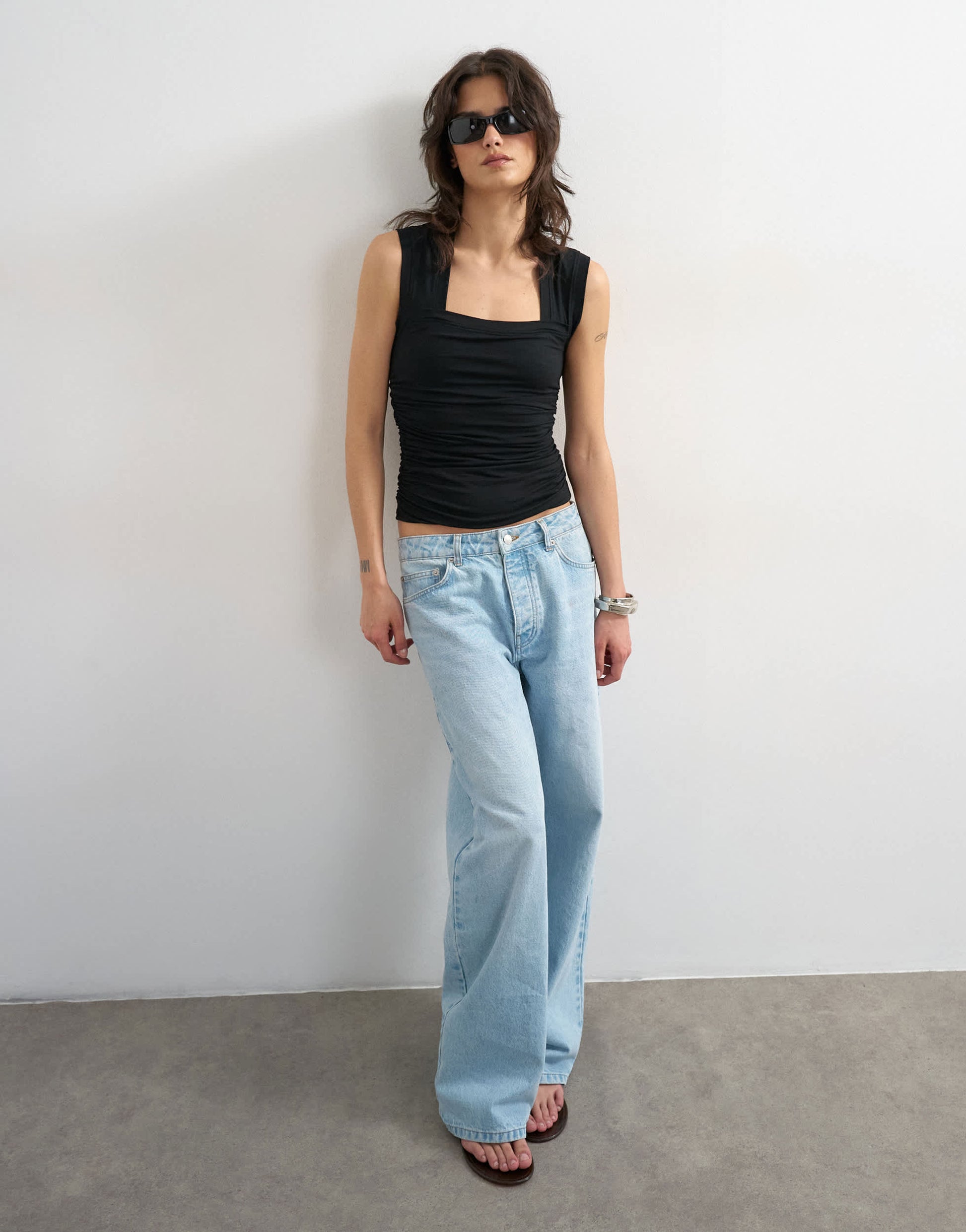 Topshop square neck tank in black