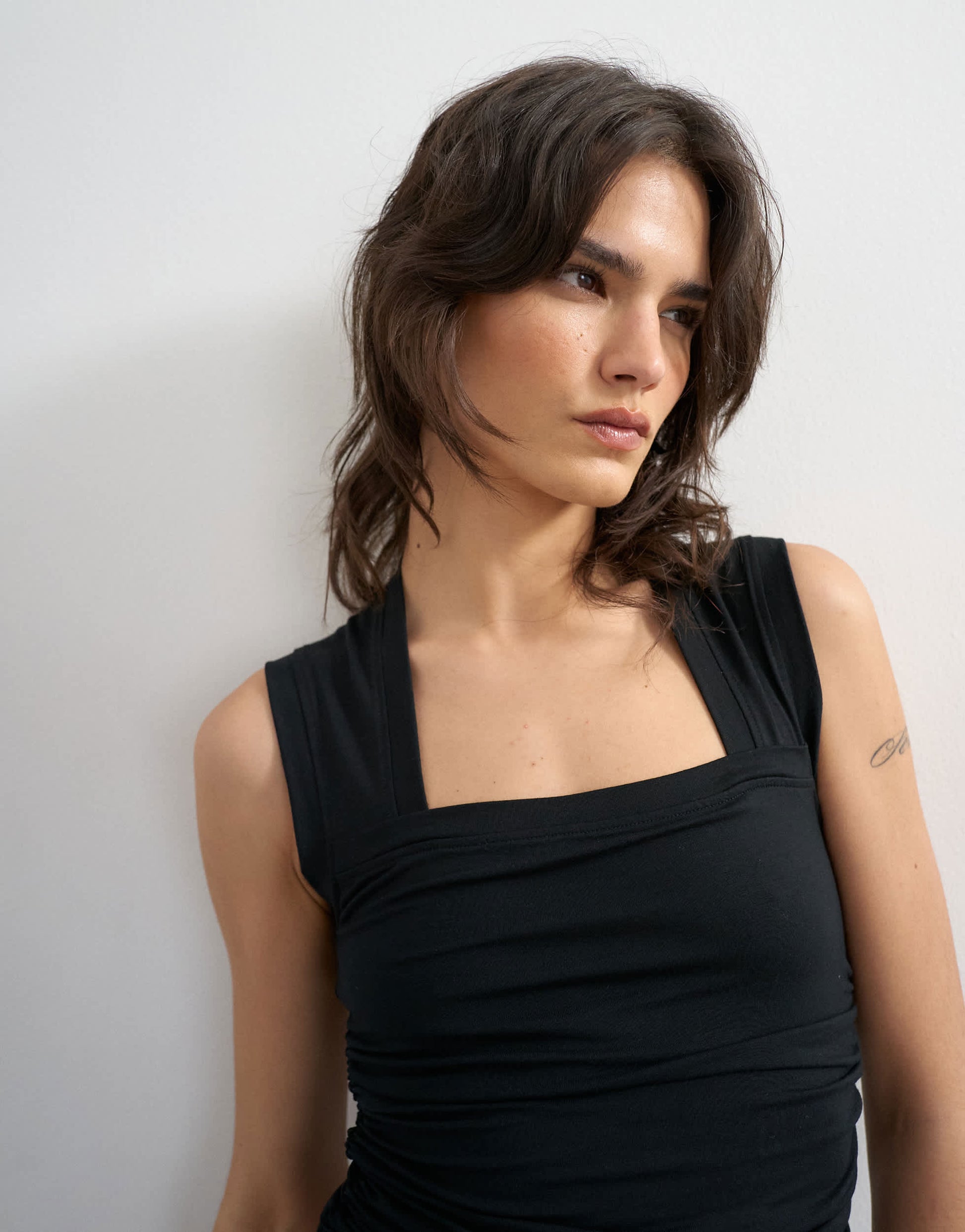 Topshop square neck tank in black