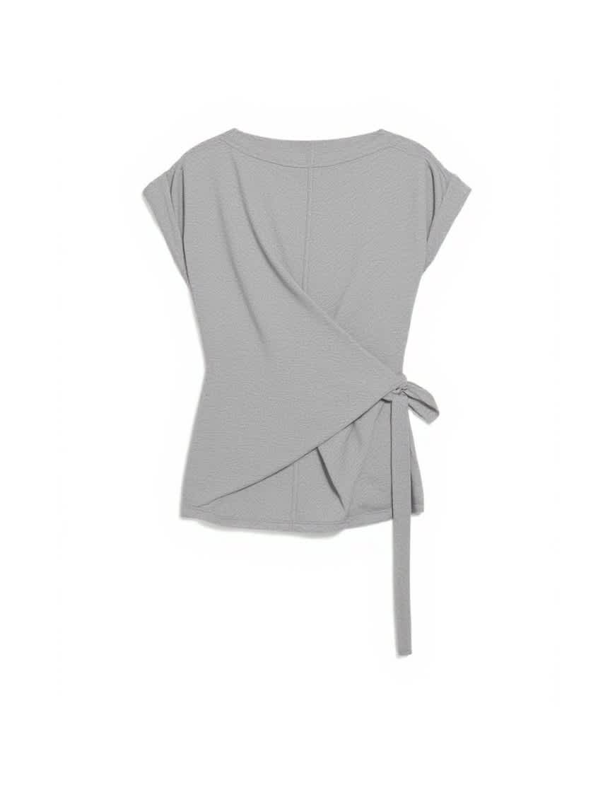 Topshop wrap detail cap sleeve top in grey marl