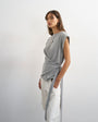 Topshop wrap detail cap sleeve top in grey marl