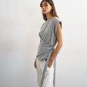 Topshop wrap detail cap sleeve top in grey marl