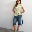 Topshop wrap detail cap sleeve top in sage