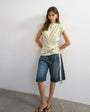 Topshop wrap detail cap sleeve top in sage