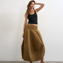 Topshop denim barrel seamed maxi skirt in cumin