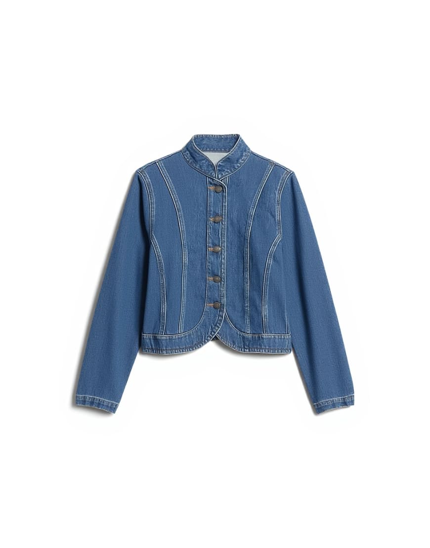 Topshop denim drummer boy jacket in rich blue
