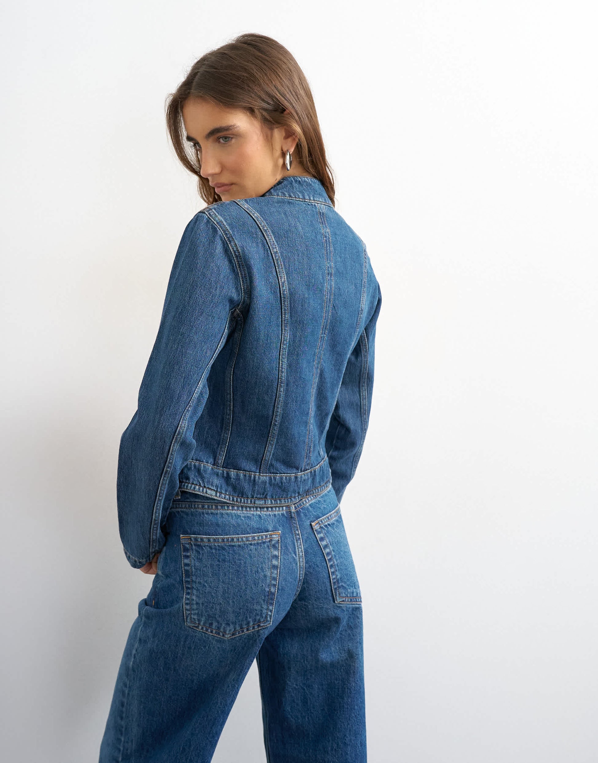 Topshop denim drummer boy jacket in rich blue