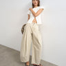Topshop Cocoon mid rise barrel jean in oat