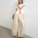 Topshop Cocoon mid rise barrel jean in oat