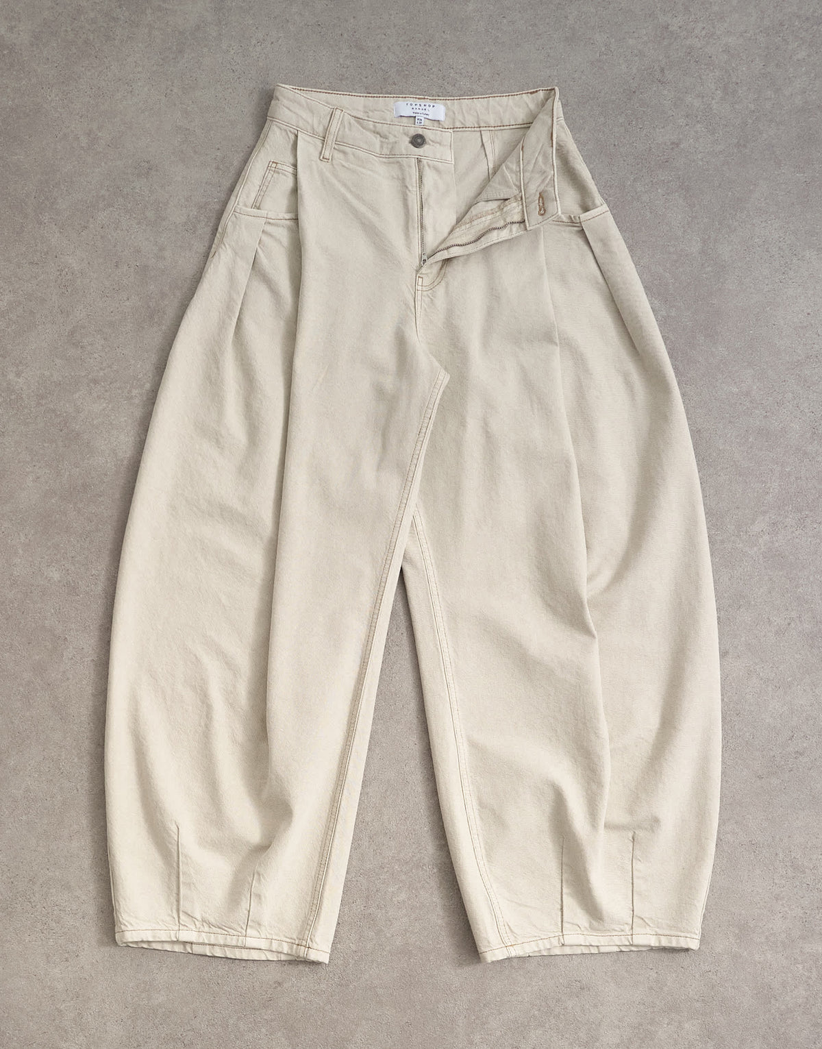 Topshop Cocoon mid rise barrel jean in oat