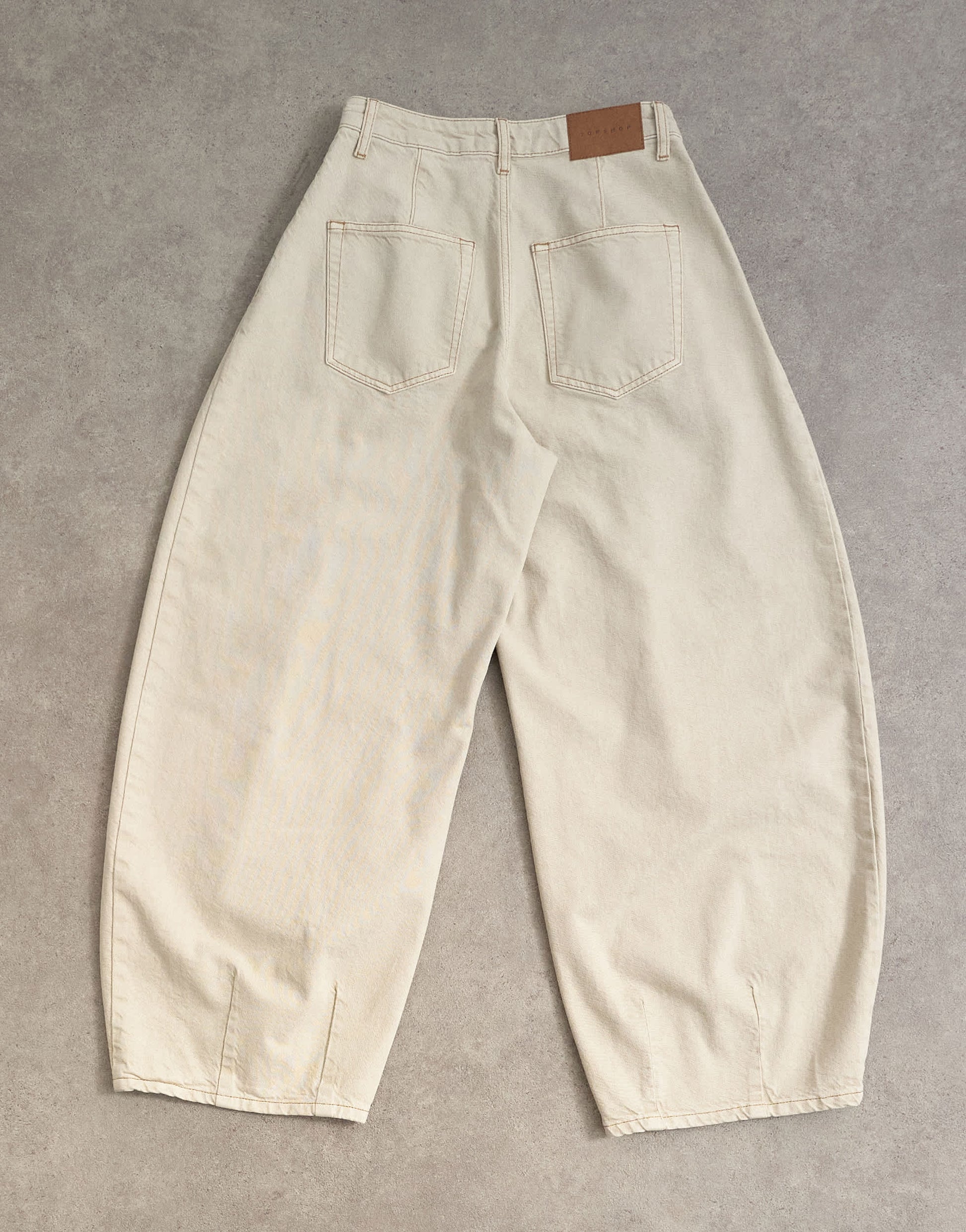 Topshop Cocoon mid rise barrel jean in oat