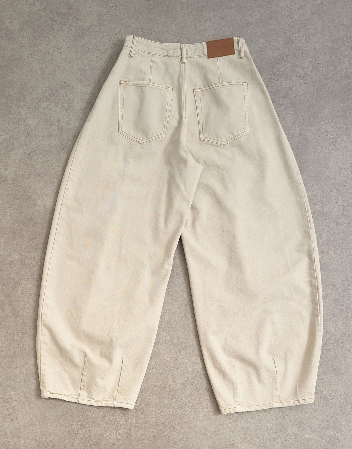Topshop Cocoon mid rise barrel jean in oat