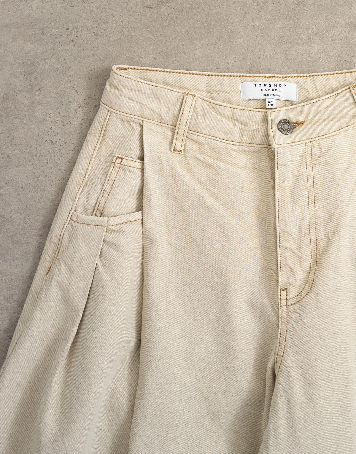 Topshop Cocoon mid rise barrel jean in oat