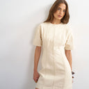 Topshop denim short sleeve mini dress in bone