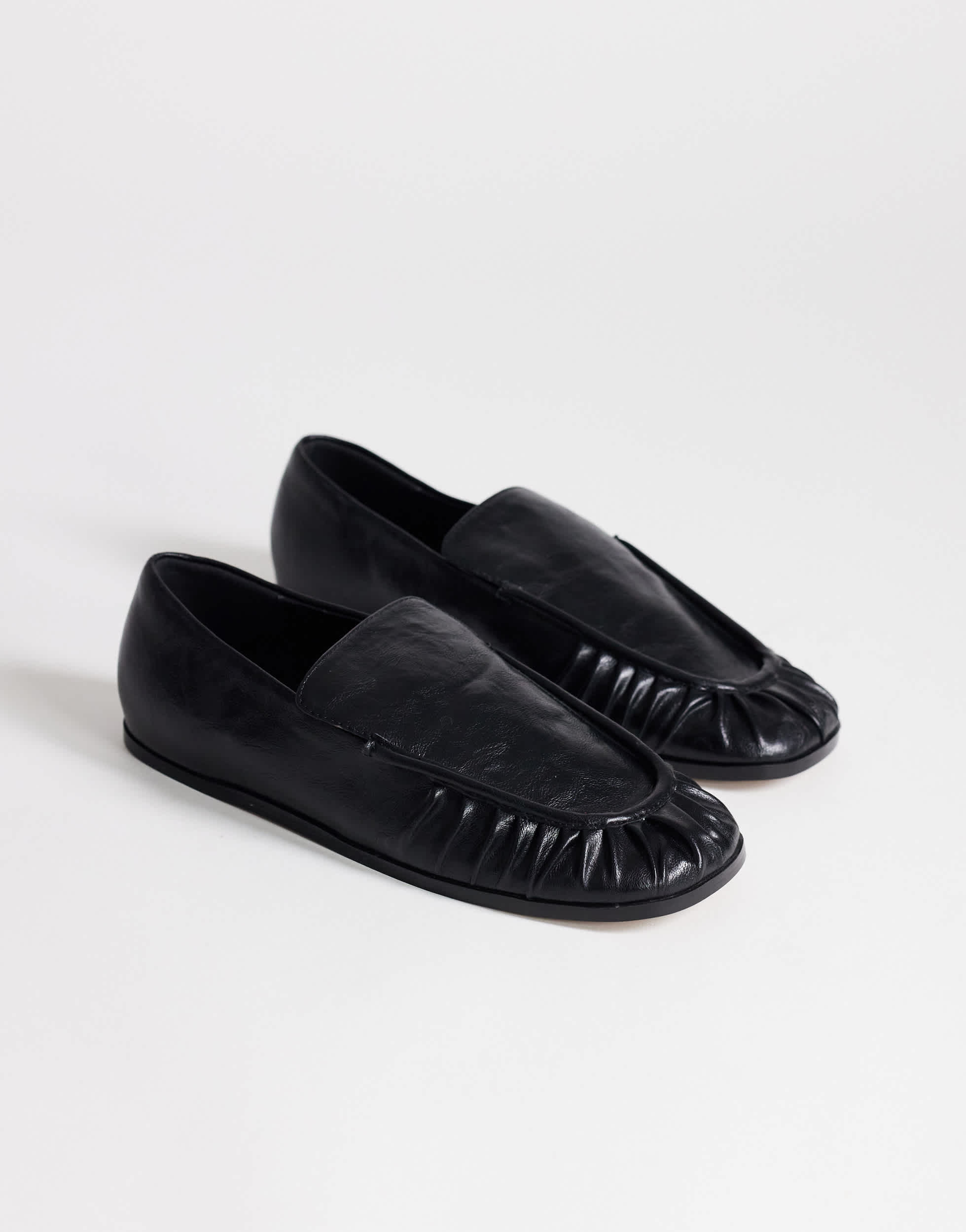 Topshop Dora ruched loafer in black