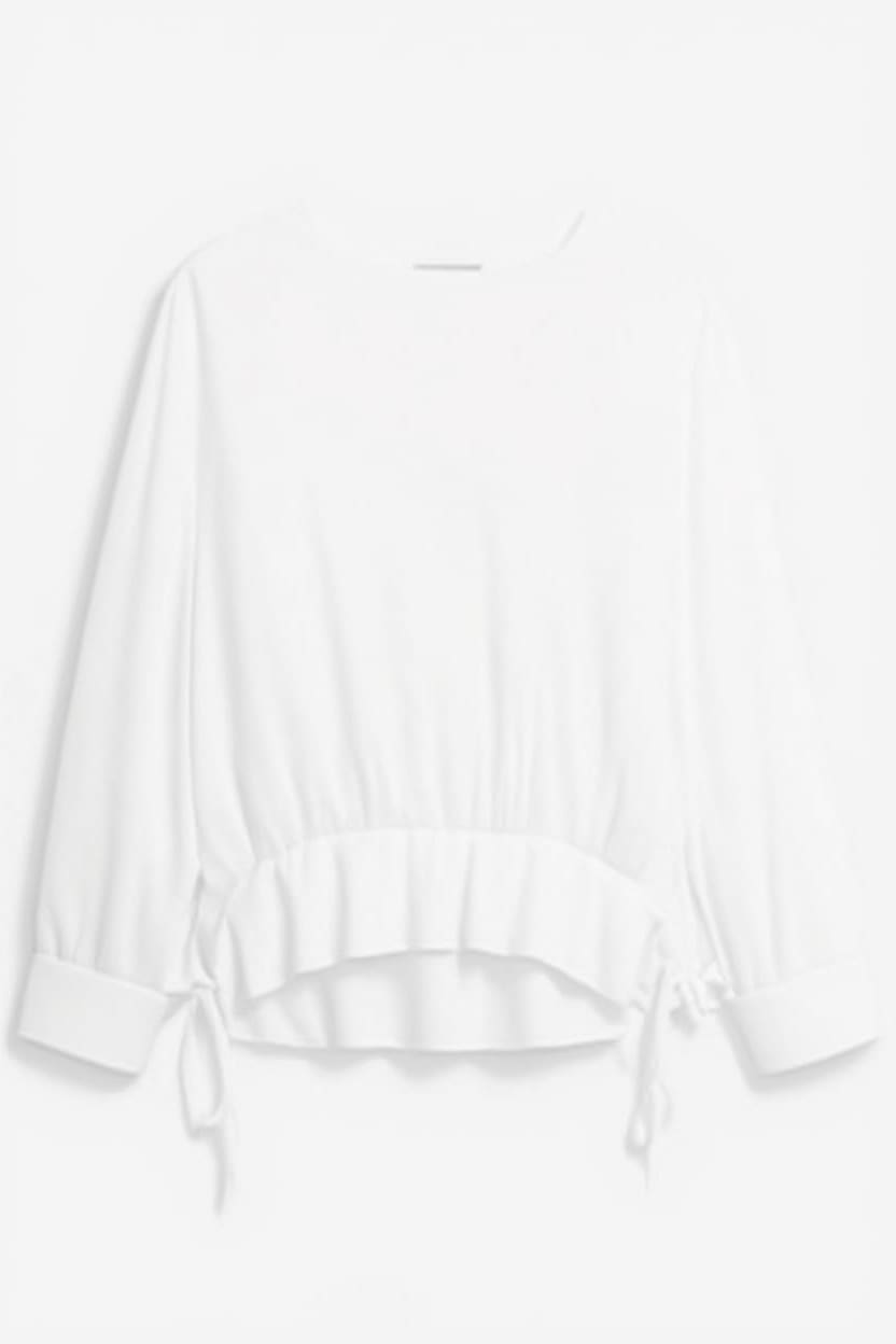 Topshop curved hem blouse in white