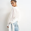 Topshop curved hem blouse in white