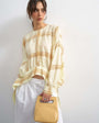 Topshop curved hem blouse in mustard check