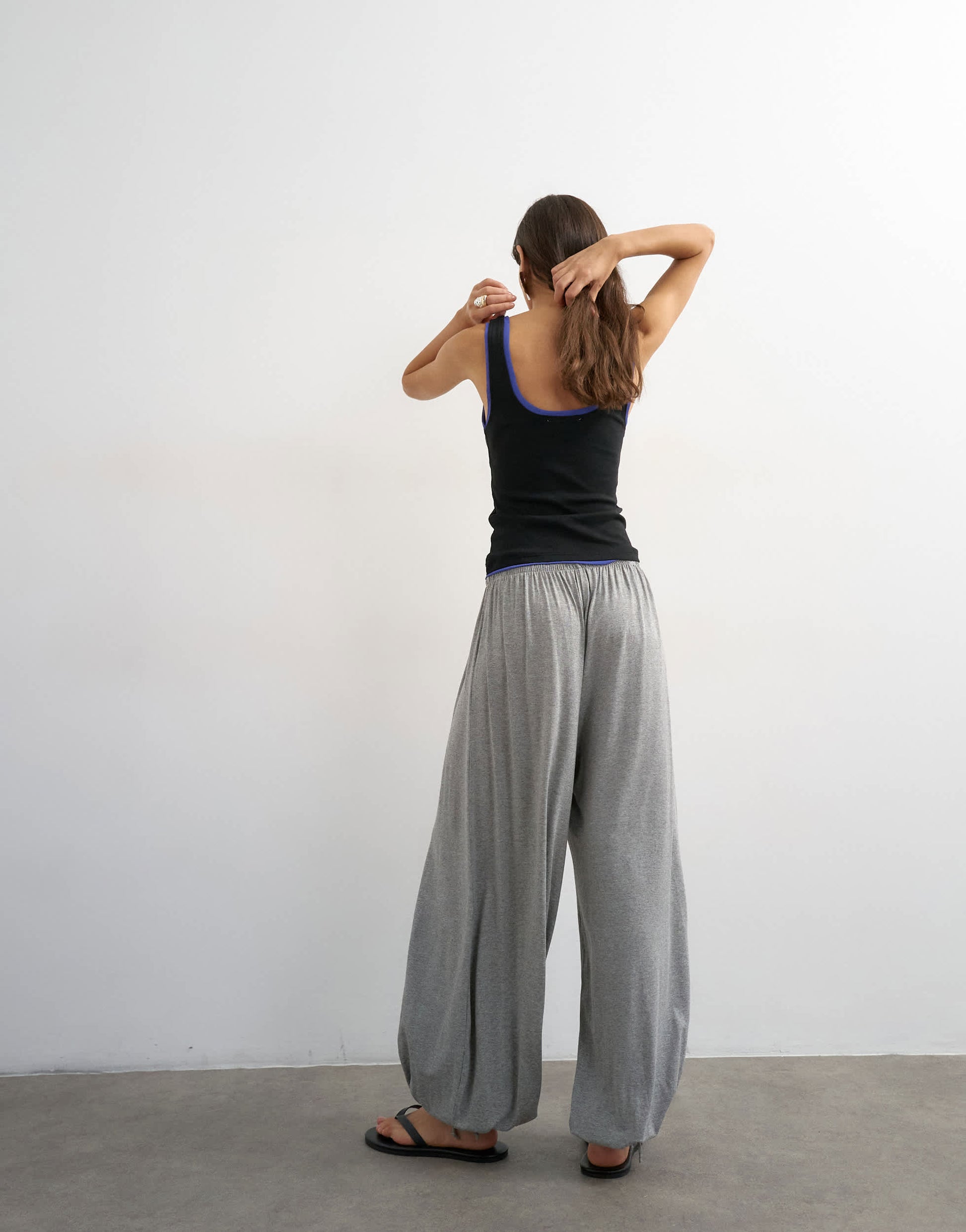 Topshop jersey viscose balloon trousers in grey marl