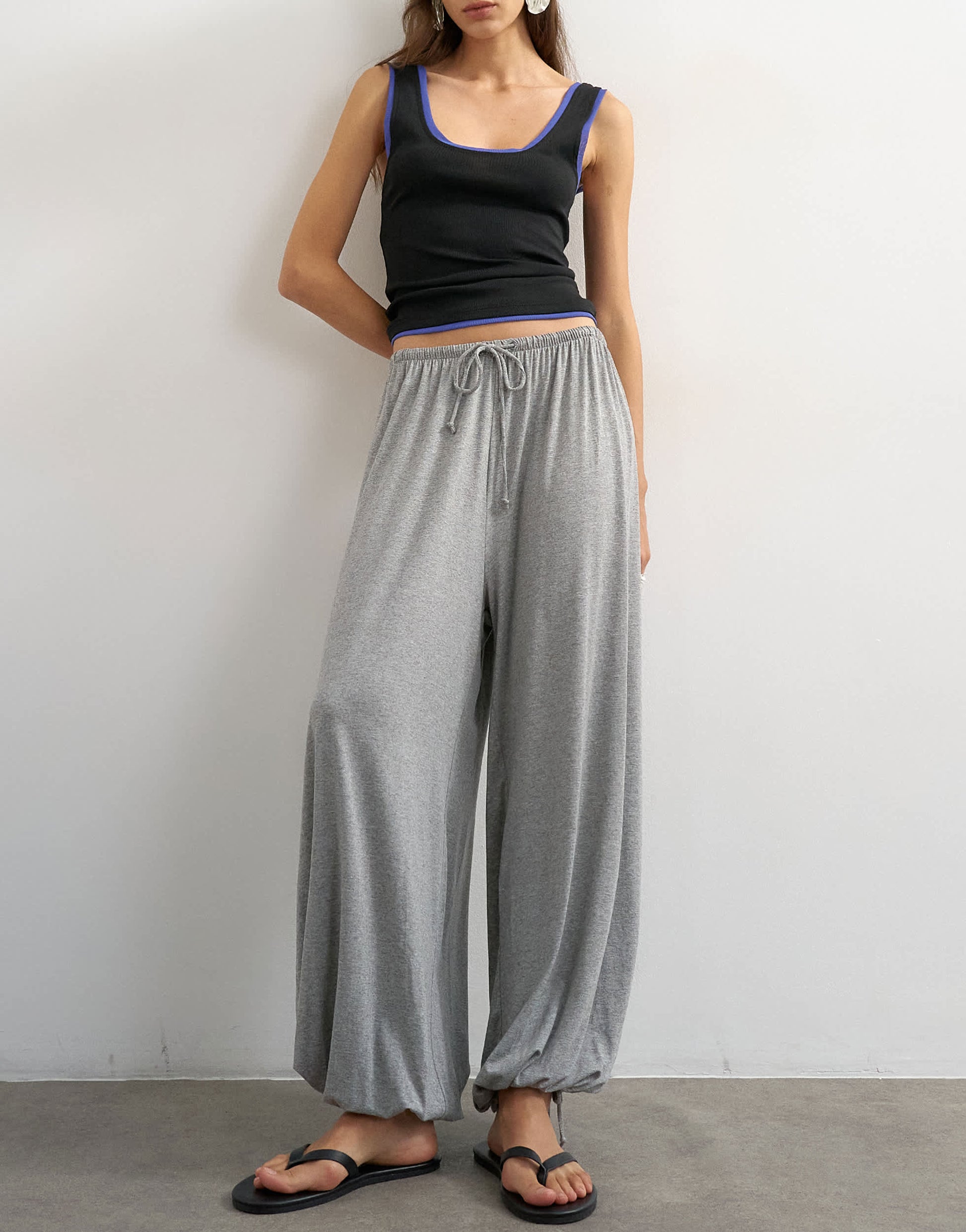 Topshop jersey viscose balloon trousers in grey marl