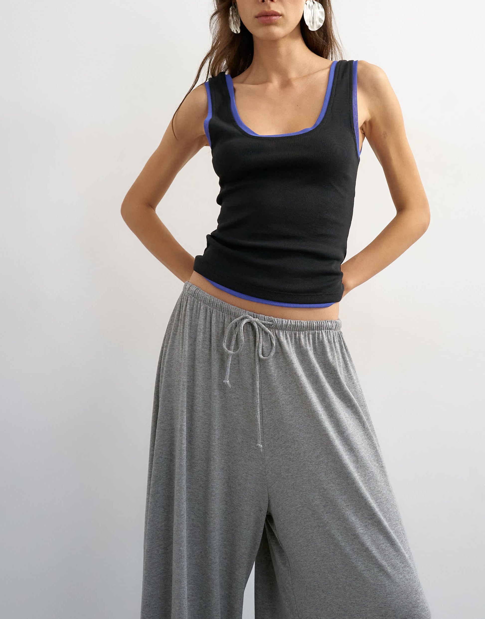 Topshop jersey viscose balloon trousers in grey marl