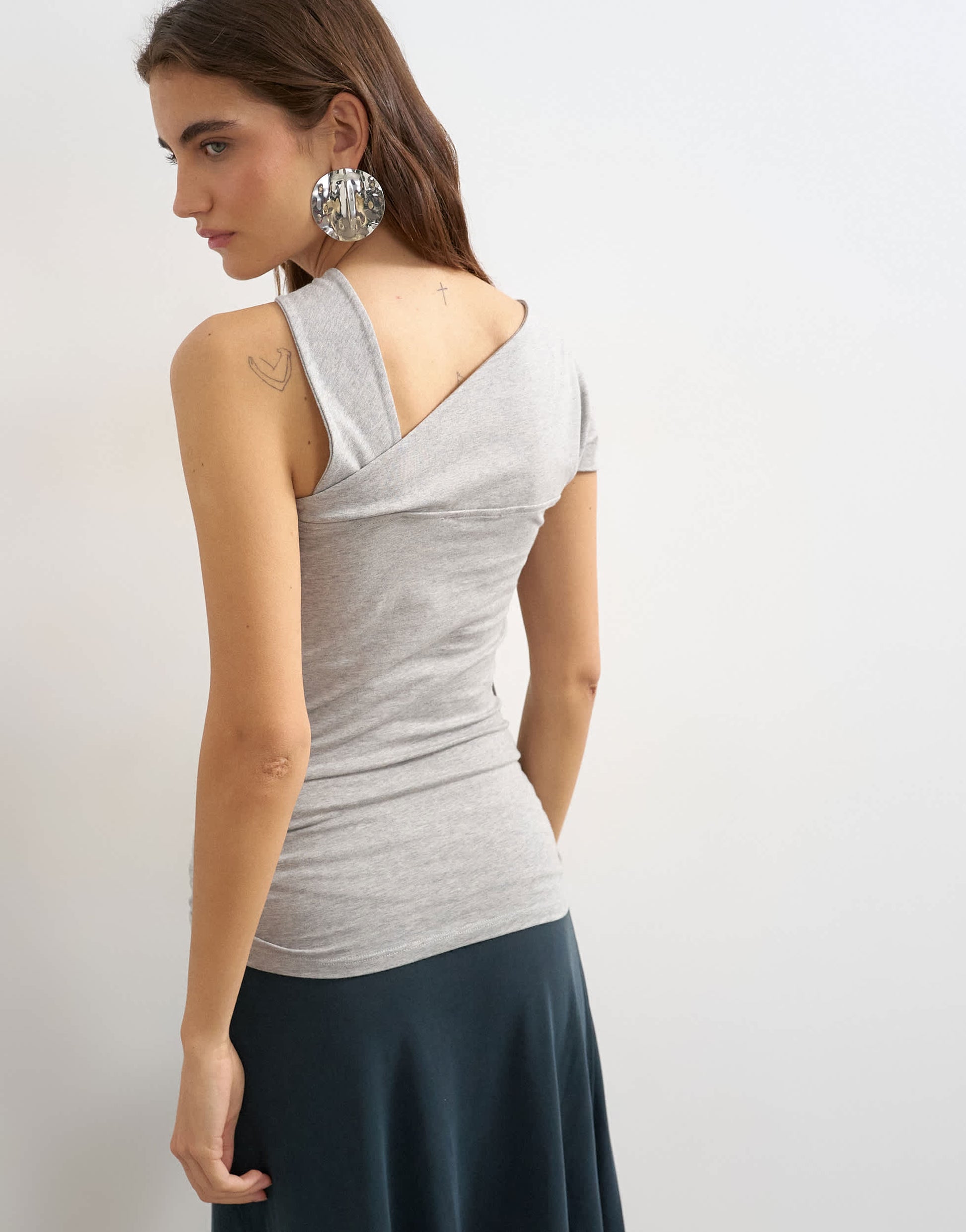 Topshop tie strap knot detail tank in grey marl