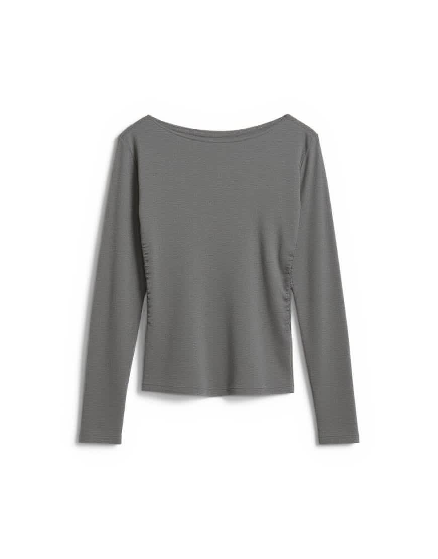 Topshop double layer long sleeve top in charcoal