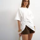 Topshop ruched side tee in ecru