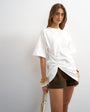 Topshop ruched side tee in ecru