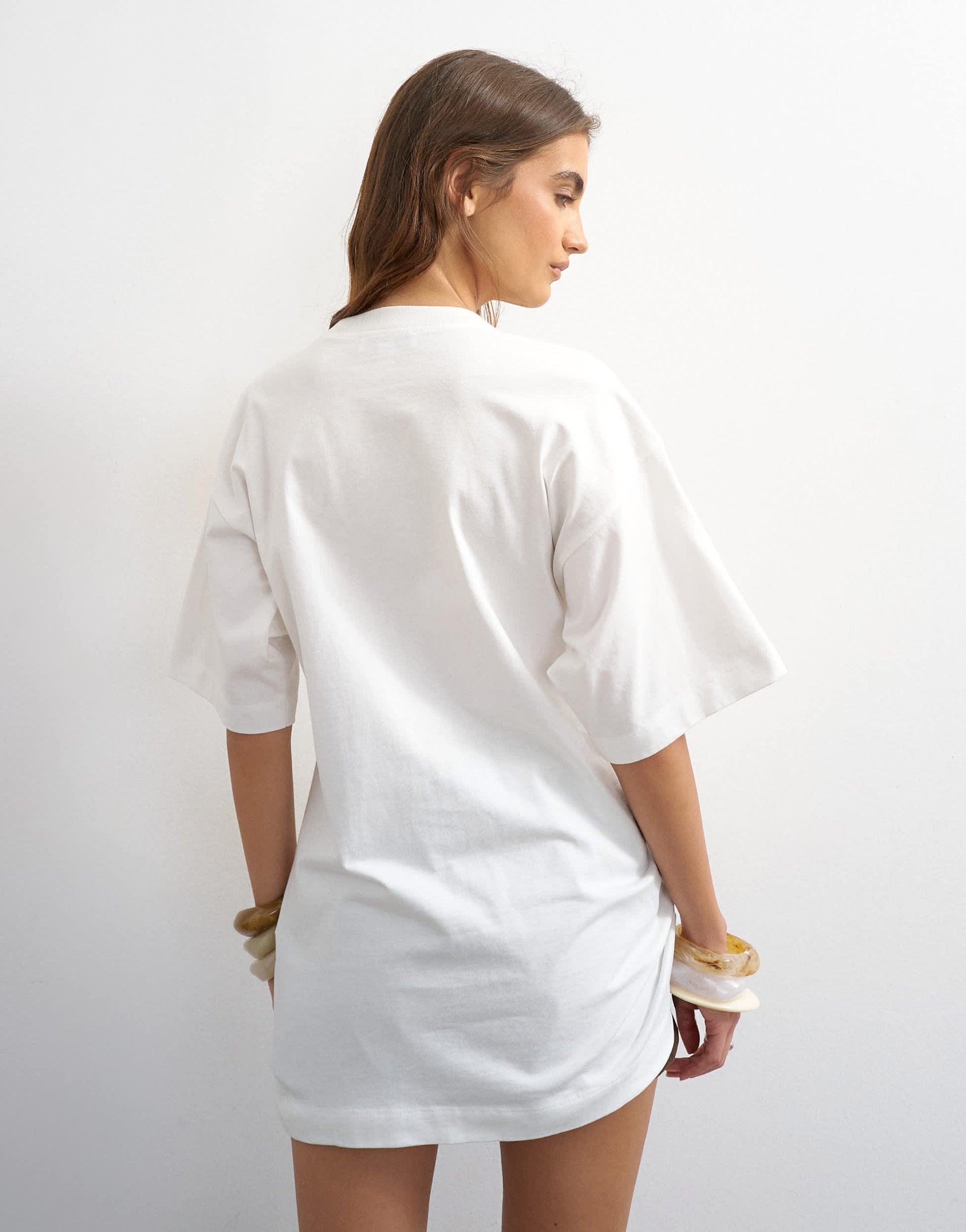 Topshop ruched side tee in ecru