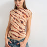 Topshop mesh crinkle fitted tee in animal print