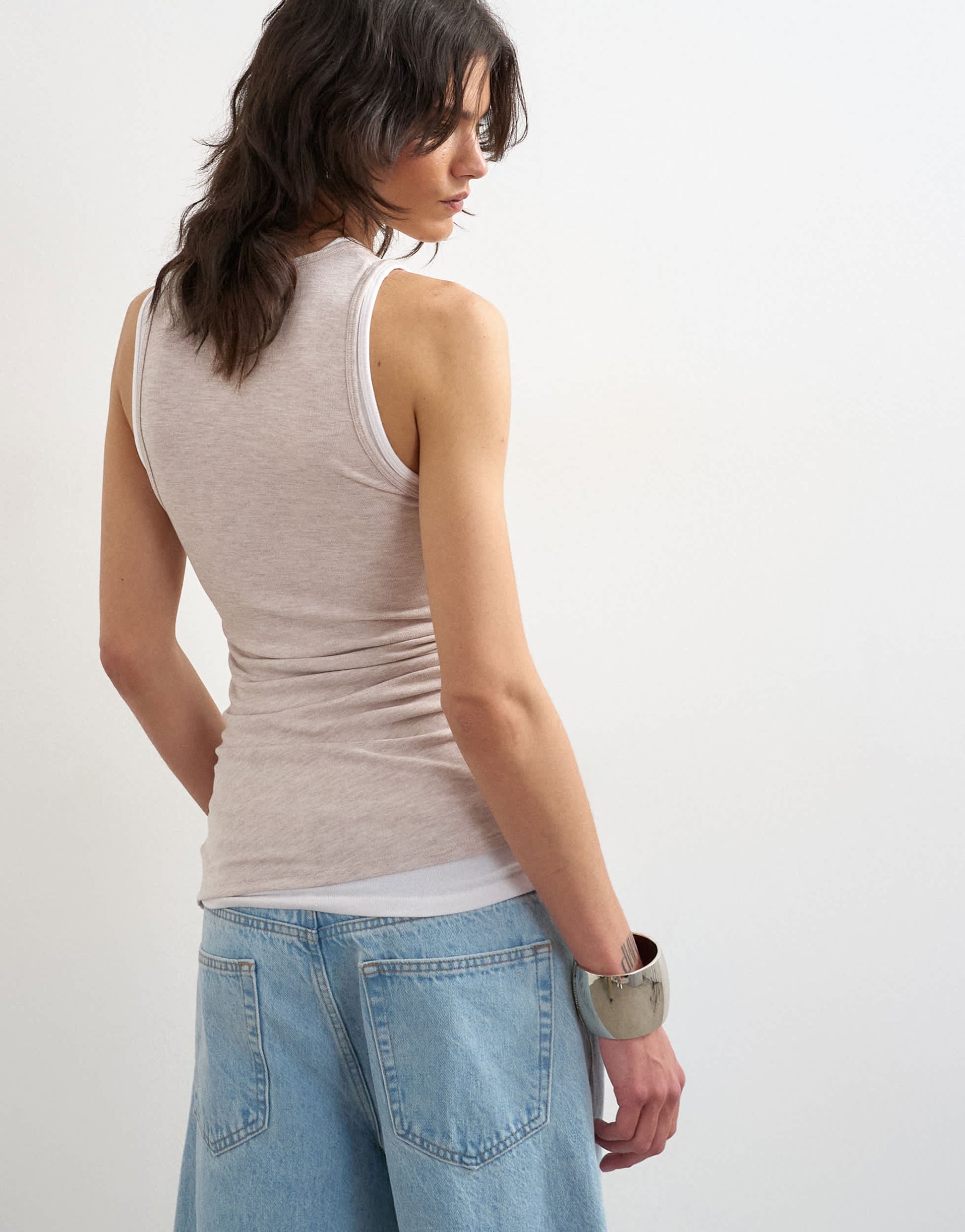 Topshop double layer tank top in oat