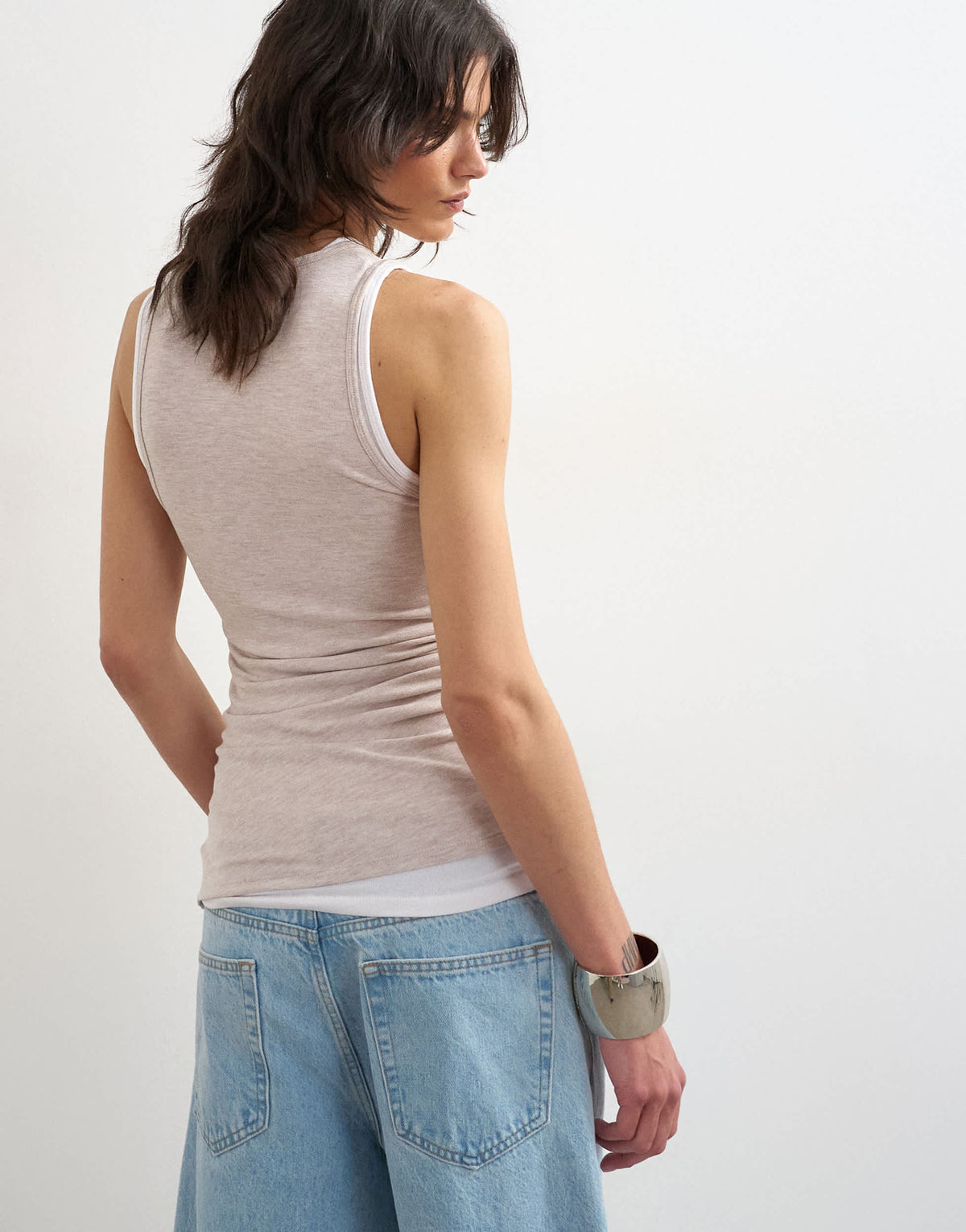 Topshop double layer tank top in oat