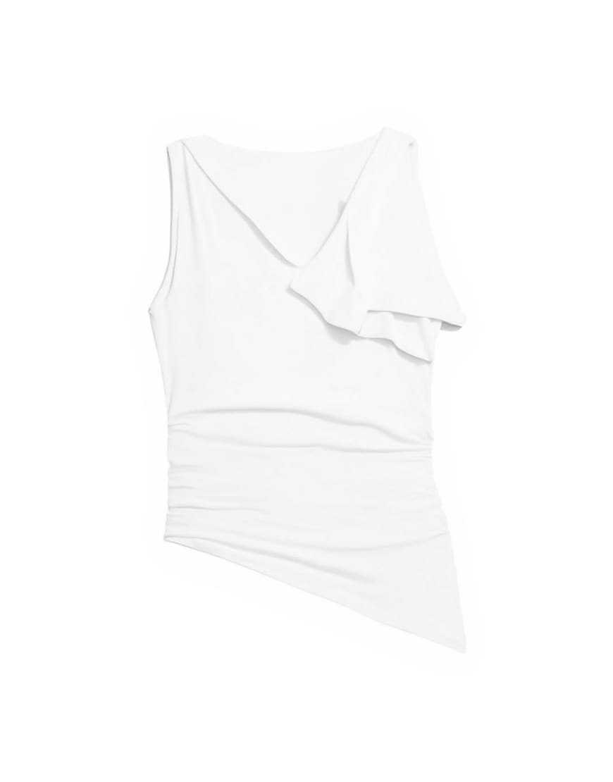 Topshop asymmetric tie shoulder tank in ecru